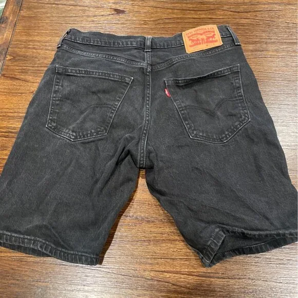 Levi's 445 Men's Sz 32 Black Athletic Fit Jean Short 10"L Denim Stretch Jorts - Picture 6 of 14